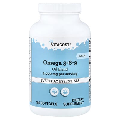 Vitacost Смесь масел Omega 3-6-9, 180 мягких капсул (1,000 mg на капсулу)