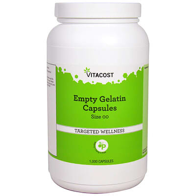 Vitacost Пустые желатиновые капсулы, Size 00, 1000 шт