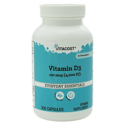 Everyday Essentials, Vitamin D3, 100 mcg (4000 IU), 300 Capsules