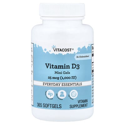 Vitamin D3 Mini Gels, 25 mcg (1,000 IU), 365 Softgels