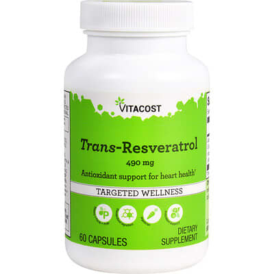 Транс-ресвератрол Vitacost 490 mg 60 Capsules