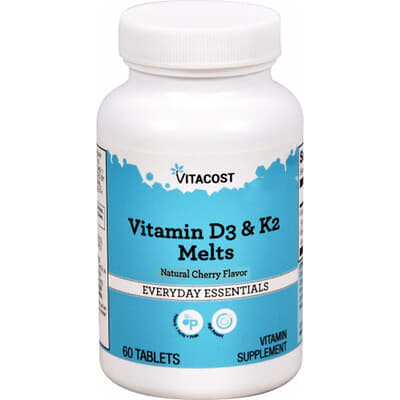 Vitacost Витамины D3 & K2 Natural Cherry 60 жевательных таблеток