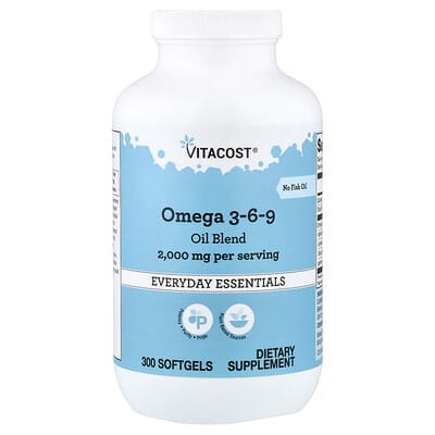 Смесь масел Omega 3-6-9, 300 мягких капсул (1,000 mg)