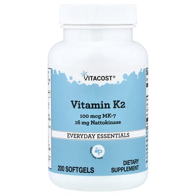 Витамины Vitacost Vitamin K2, MK-7 With Nattokinase, 200 капсул