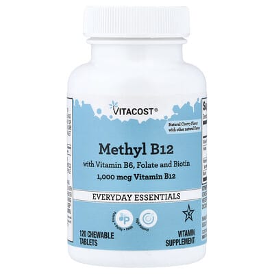 Витамины Methyl B12 With Vitamin B6, Folate And Biotin, Natural Cherry, 120 Chewable Tablets