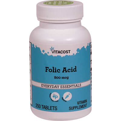 Витамины Vitacost Everyday Essentials Folic Acid 800 mcg 250 таблеток