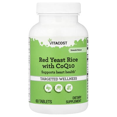 Красный ферментированный рис с CoQ10, 60 таблеток Vitacost