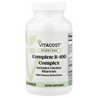 Комплекс витаминов Vitacost Everyday Complete B-100, 100 капсул