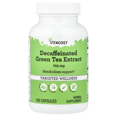 Витамины экстракт зеленого чая без кофеина, 725 mg, 100 капсул