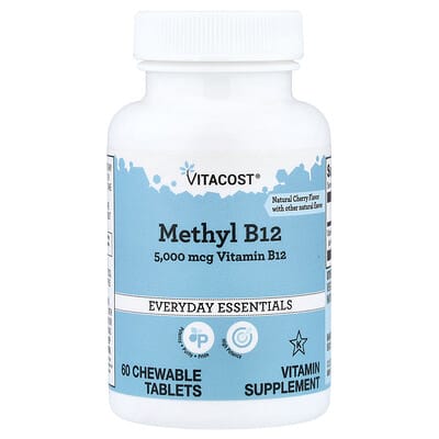 Витамины Methyl B-12, Natural Cherry, 5,000 mcg, 60 шт