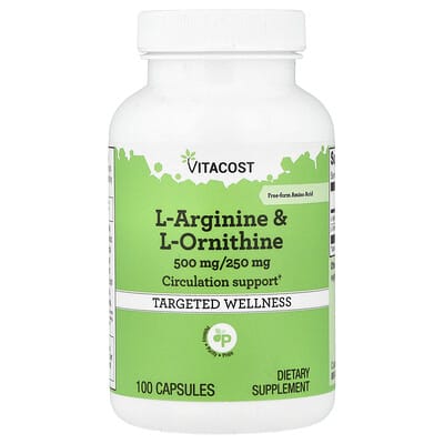L-Arginine & L-Ornithine Vitacost, 100 капсул