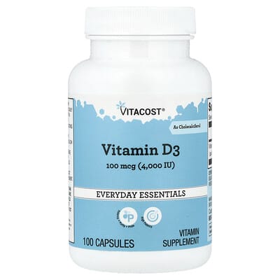 Vitamin D3, 100 mcg (4,000 IU), 100 Capsules