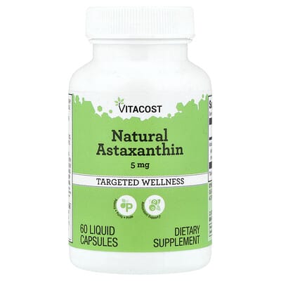Vitacost натуральный астаксантин 5 mg, 60 жидких капсул