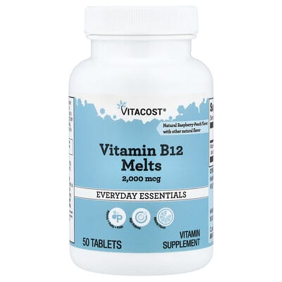 Vitacost Витамин B12 Melts Raspberry-Peach 2,000 mcg