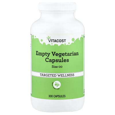 Vitacost Пустые вегетарианские капсулы, Size 00, 300 шт