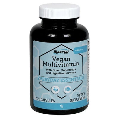 Мультивитамины Vitacost Synergy®, Vegan Multivitamin With Green Superfoods and Digestive Enzymes, 120 капсул