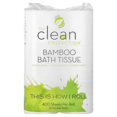 Бамбуковая туалетная бумага The Clean Collection™, 12 Double Rolls