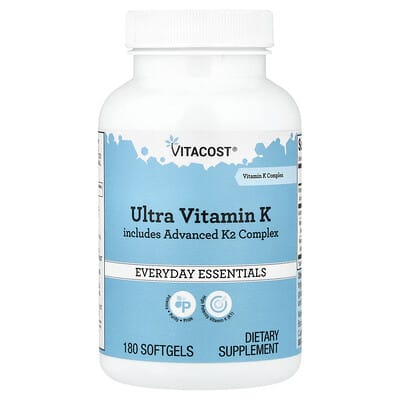 Ultra Vitamin K с комплексом K2, 180 мягких капсул