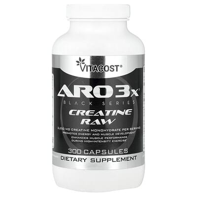 ARO3x® Black Series, Creatine Raw, 300 Capsules (750 mg per Capsule)