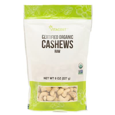 Certified Organic Cashews, Raw, 8 oz (227 g)