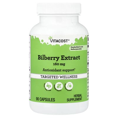 Vitacost Экстракт черники, стандартизированный, 160 мг, 90 капсул