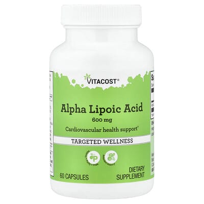 Альфа-липоевая кислота Vitacost, 600 mg, 60 капсул