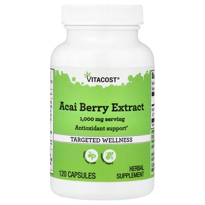Vitacost Экстракт ягод асаи, 120 капсул (500 mg per Capsule)
