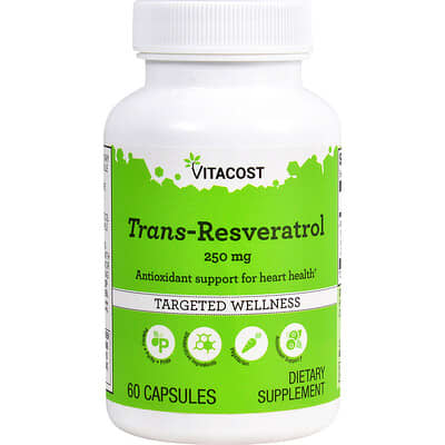 Транс-Ресвератрол Vitacost, 250 mg, 60 капсул