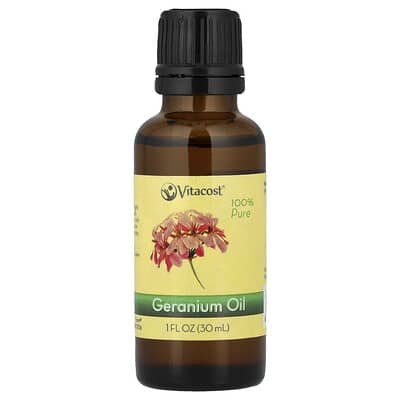 Vitacost 100% натуральное масло герани, 1 fl oz (30 ml)