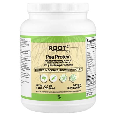 Гороховый протеин Root2®, натуральный клубничный вкус, 1 lb 8.1 oz (683 g)