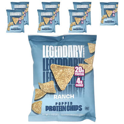 Протеиновые чипсы Legendary Foods Popped Protein Chips, Ranch, 7 Bags, 36 g каждый