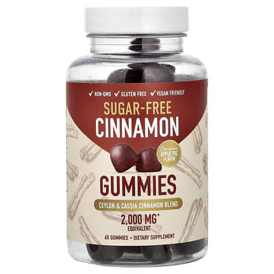 Cinnamon Gummies, Ceylon + Cassia Blend, Sugar-Free, Cinnamon Apple Pie, 60 Gummies