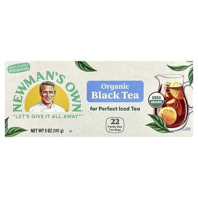 Органический черный чай Newman's Own Organics, 22 чайных пакетика, 5 oz
