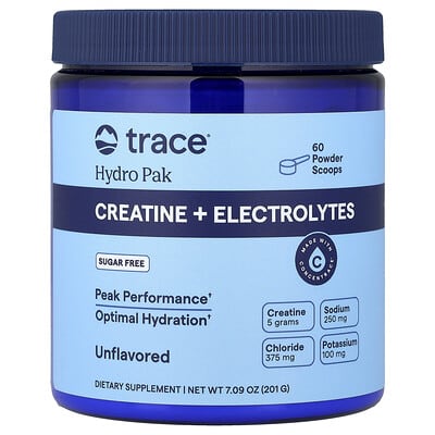 Trace Hydro Pak креатин + электролиты, без вкуса, 7.09 oz (201 g)