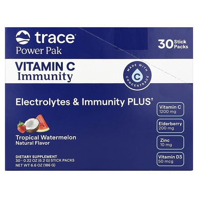 Power Pak, Vitamin C Immunity, Tropical Watermelon, 30 Stick Packs, 0.22 oz (6.2 g) Each