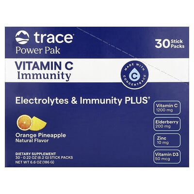 Power Pak, Vitamin C Immunity, Orange Pineapple, 30 Stick Packs, 0.22 oz (6.2 g) Each