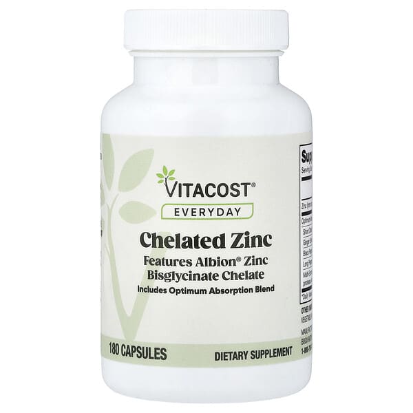 Добавка Everyday Chelated Zinc Albion® Zinc Bisglycinate Chelate 180 Capsules