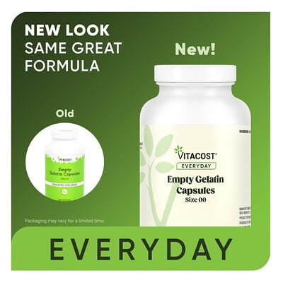 Пустые желатиновые капсулы Vitacost, Size 00, 300 шт.