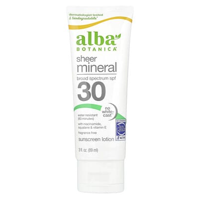 Sheer Mineral лосьон солнцезащитный, SPF 30, без отдушки, 3 fl oz (89 ml)