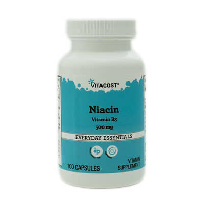 Ниацин Vitacost, 500 mg, 100 капсул