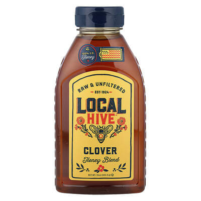 Мед Local Hive Clover, натуральный и нефильтрованный, 16 oz (453.5 g)