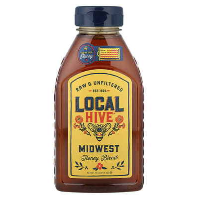 Мед Local Hive Honey Blend, Midwest, Raw & Unfiltered, 16 oz (453.5 g)