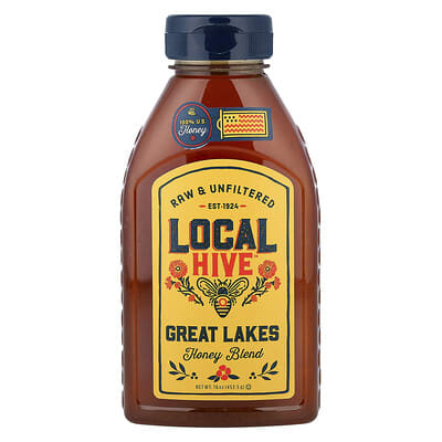 Мед цветочный, Great Lakes, натуральный и нефильтрованный, 16 oz (453.5 g)
