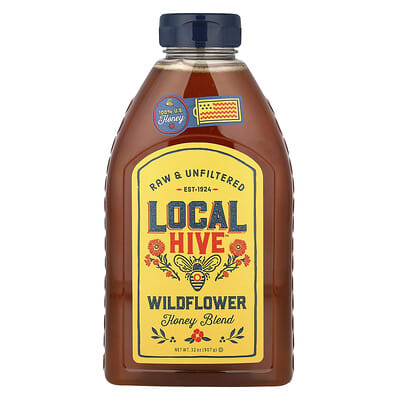 Мед Local Hive Honey Blend, Wildflower, Raw & Unfiltered 32 oz (907 g)