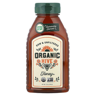Organic Honey, Raw & Unfiltered, 12 oz (340 g)