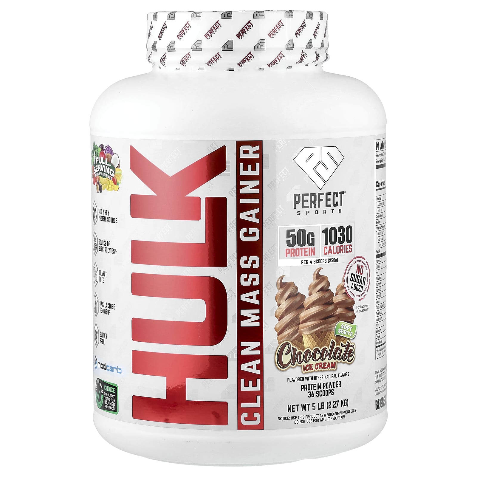 Гейнер Hulk Clean Mass Gainer, шоколадное мороженое, 5 lb