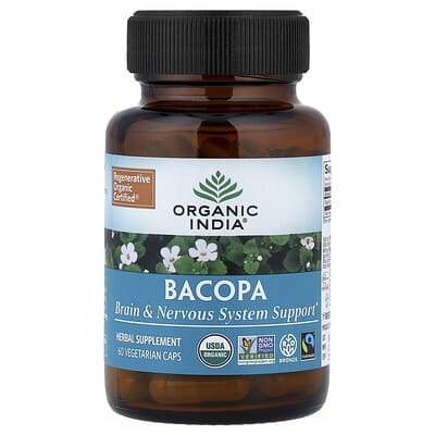 Bacopa, 60 вегетарианских капсул (350 mg на капсулу) от Organic India