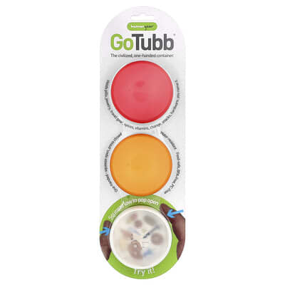 GoTubb® Containers, Clear, Orange, Red, 3 Pack