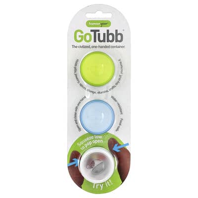 GoTubb® Containers, Clear, Green, Blue, 3 Pack