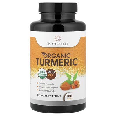 Органическая куркума Sunergetic, 180 Tablets